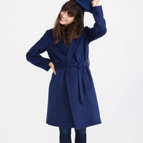 Madewell Jackets & Blazers - Madewell Navy Blue Shawl-Collar Wrap Coat XL